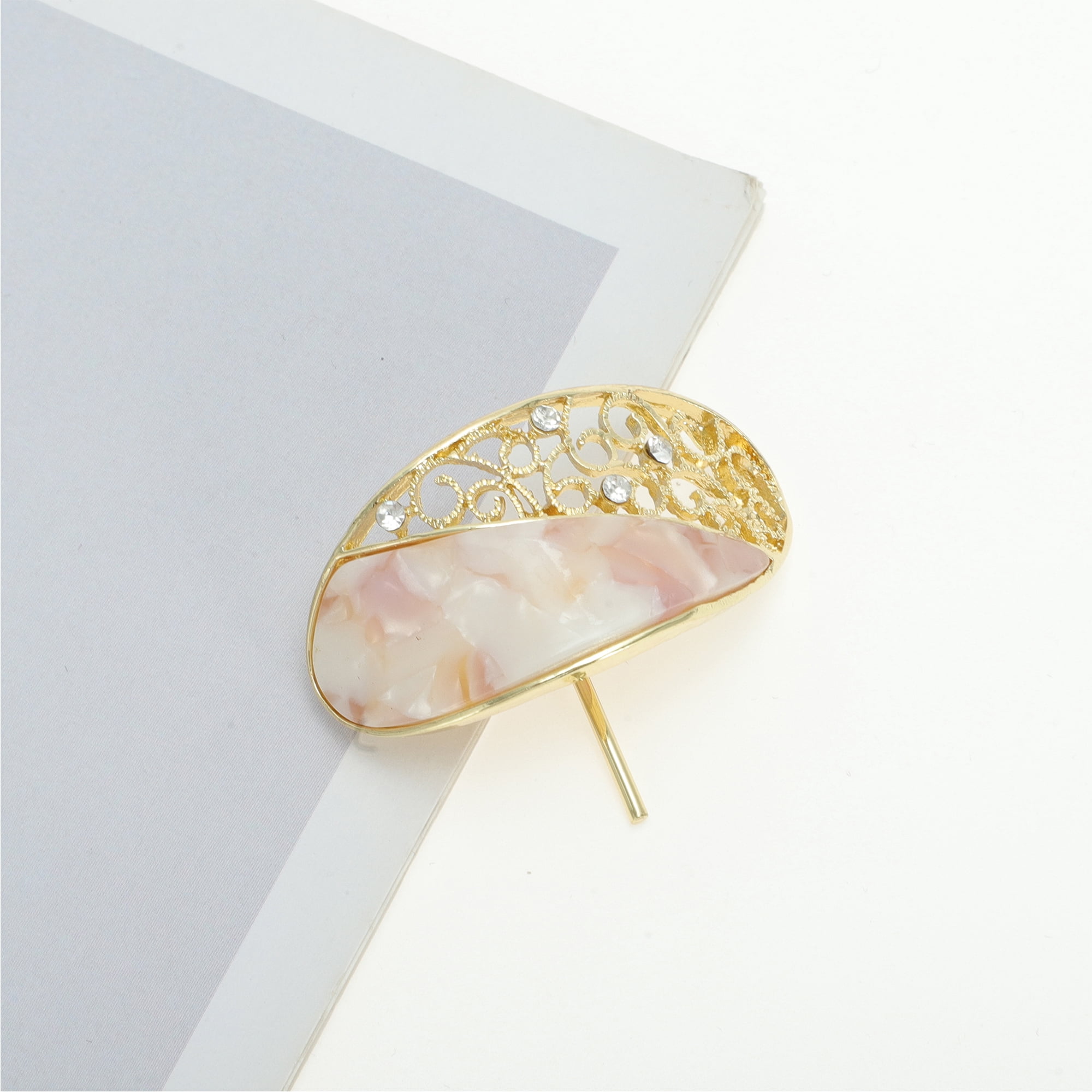 Unique Bargains Stylish Hollow Ponytail Buckle Hair Clip for Women 1 Pc Gold Tone, Pink