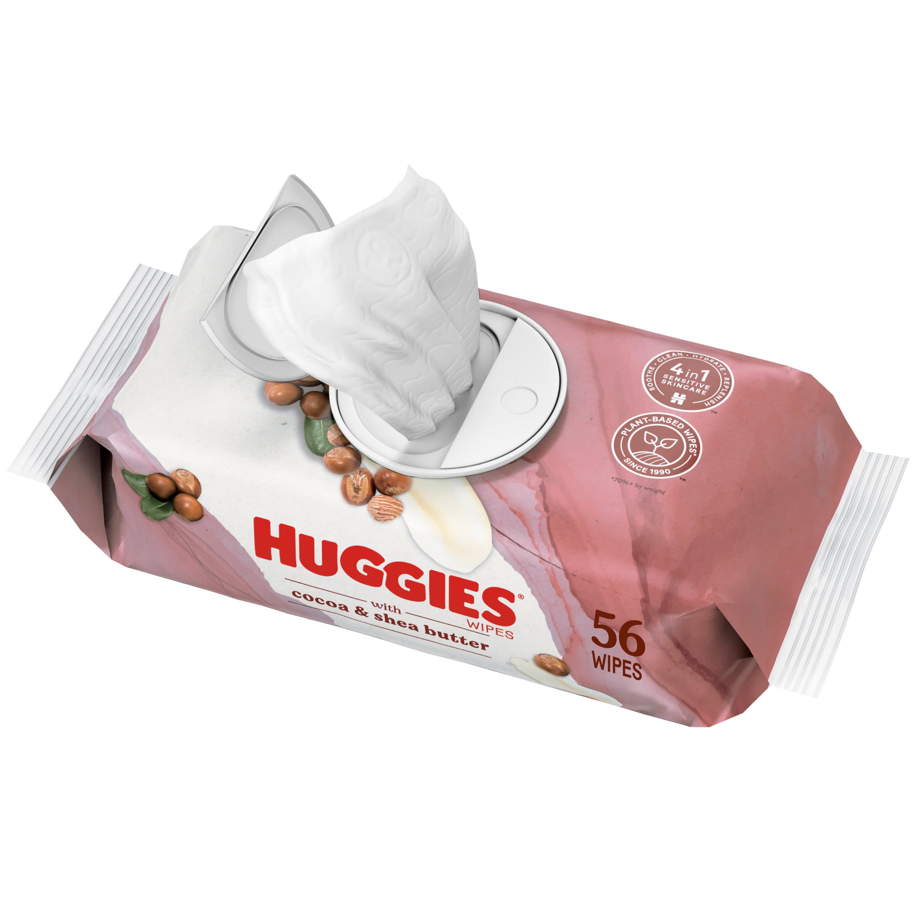 Huggies Wipes with Cocoa & Shea Butter, Scented, 1 Push Button Pack (56