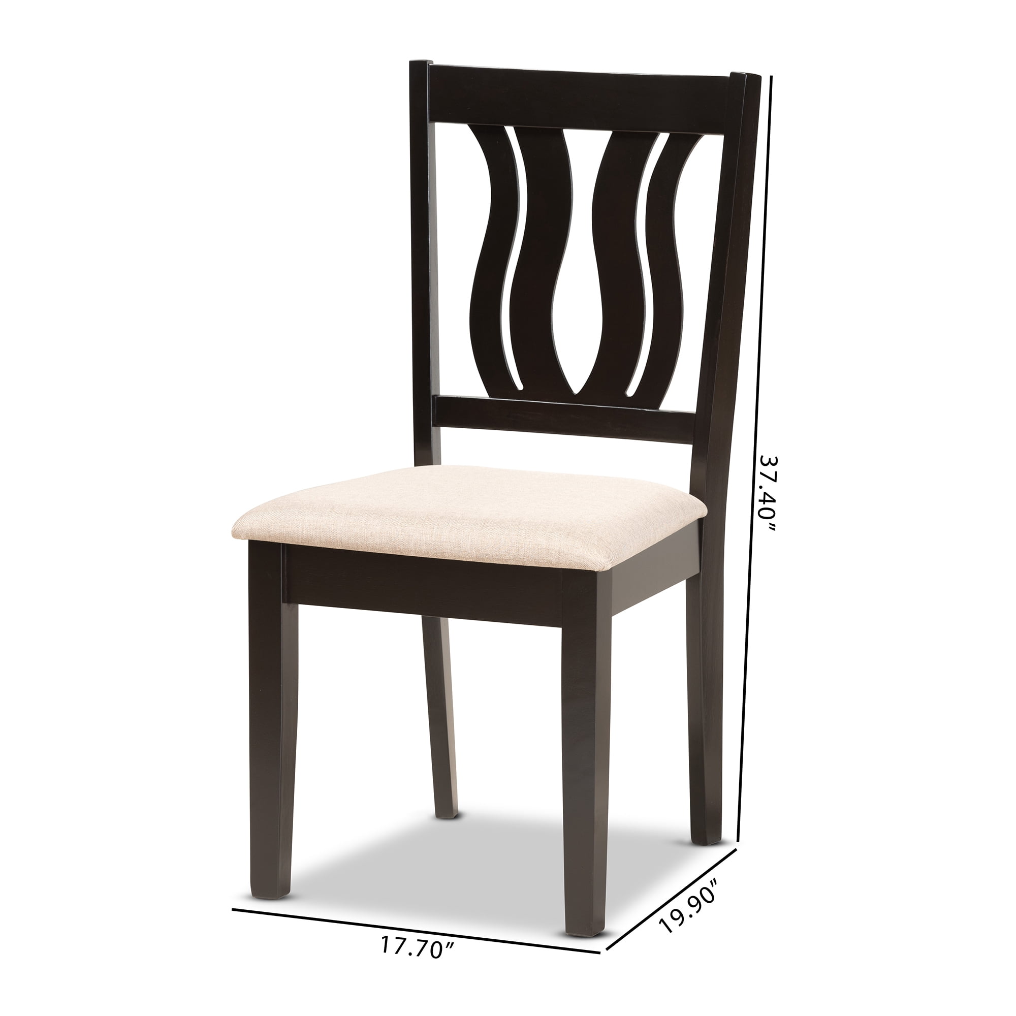 Baxton Studio Fenton Modern and Contemporary Sand Fabric Upholstered and Dark Brown Finished Wood 2-Piece Dining Chair Set
