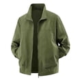 thumbnail image 2 of Men Stand Collar Lightweight Jacket, Full Zip Mesh Lined Windbreaker with Side Pockets, Loose Fitting Casual Breathable Outerwear for Outdoor Streetwear Green 4XL, 2 of 7