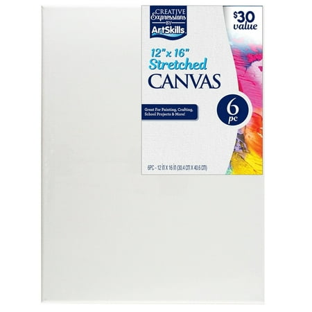 ArtSkills 12  x 16  Stretched Canvas for Arts and Crafts  6 Pack