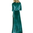 thumbnail image 3 of Gvmfive Women Velvet V Neck Wrap Split Maxi Dress Evening Cocktail Party Long Dress, 3 of 5