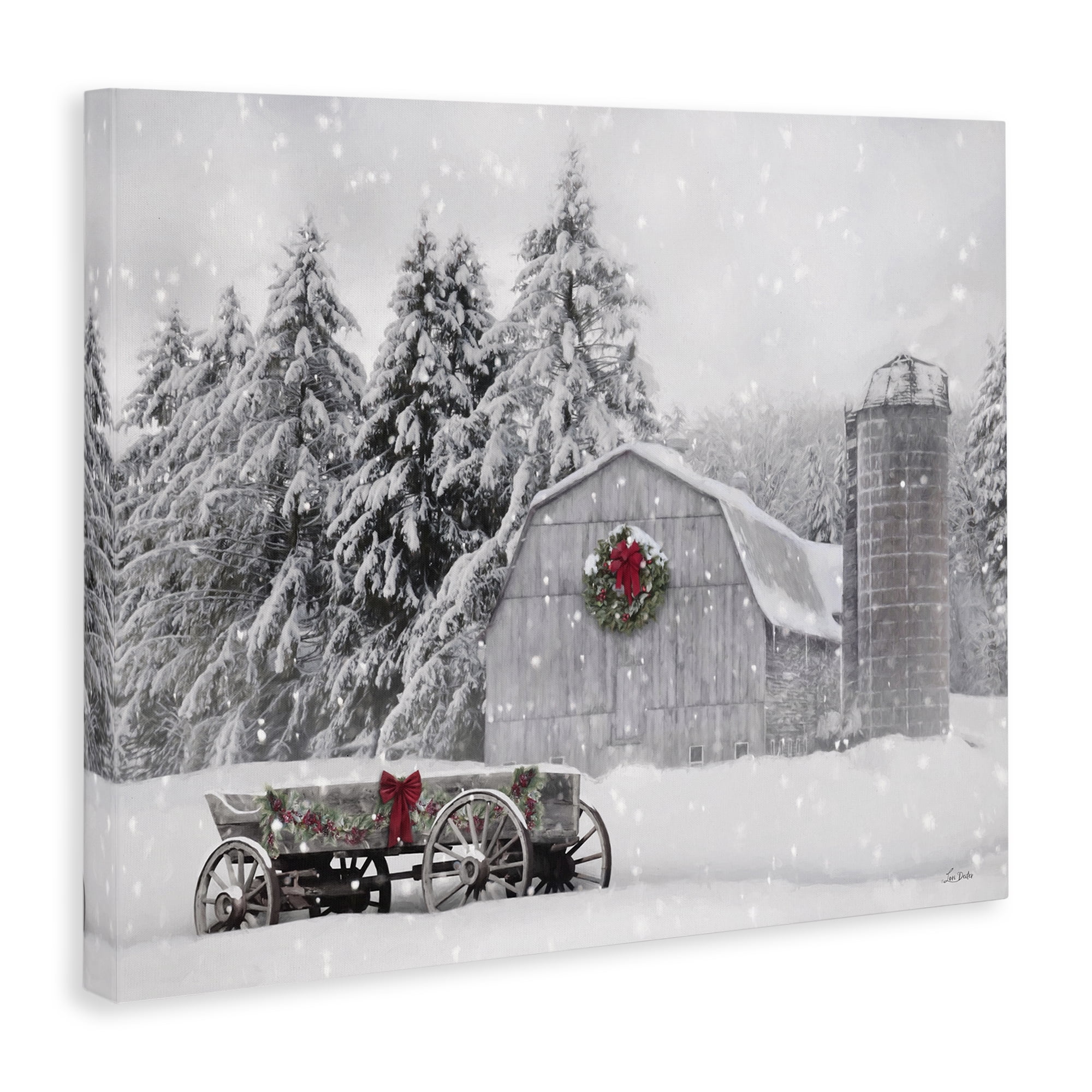 Stupell Industries Snow Covered Farmland Holiday Painting Gallery Wrapped Canvas Art Prints Wall Art, 20 x 16