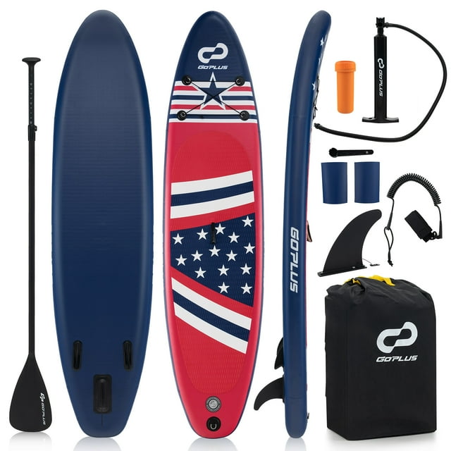 Costway Tabla de SUP inflable de 300 cm, portátil, ajustable, con 5 anillas en D, color rojo