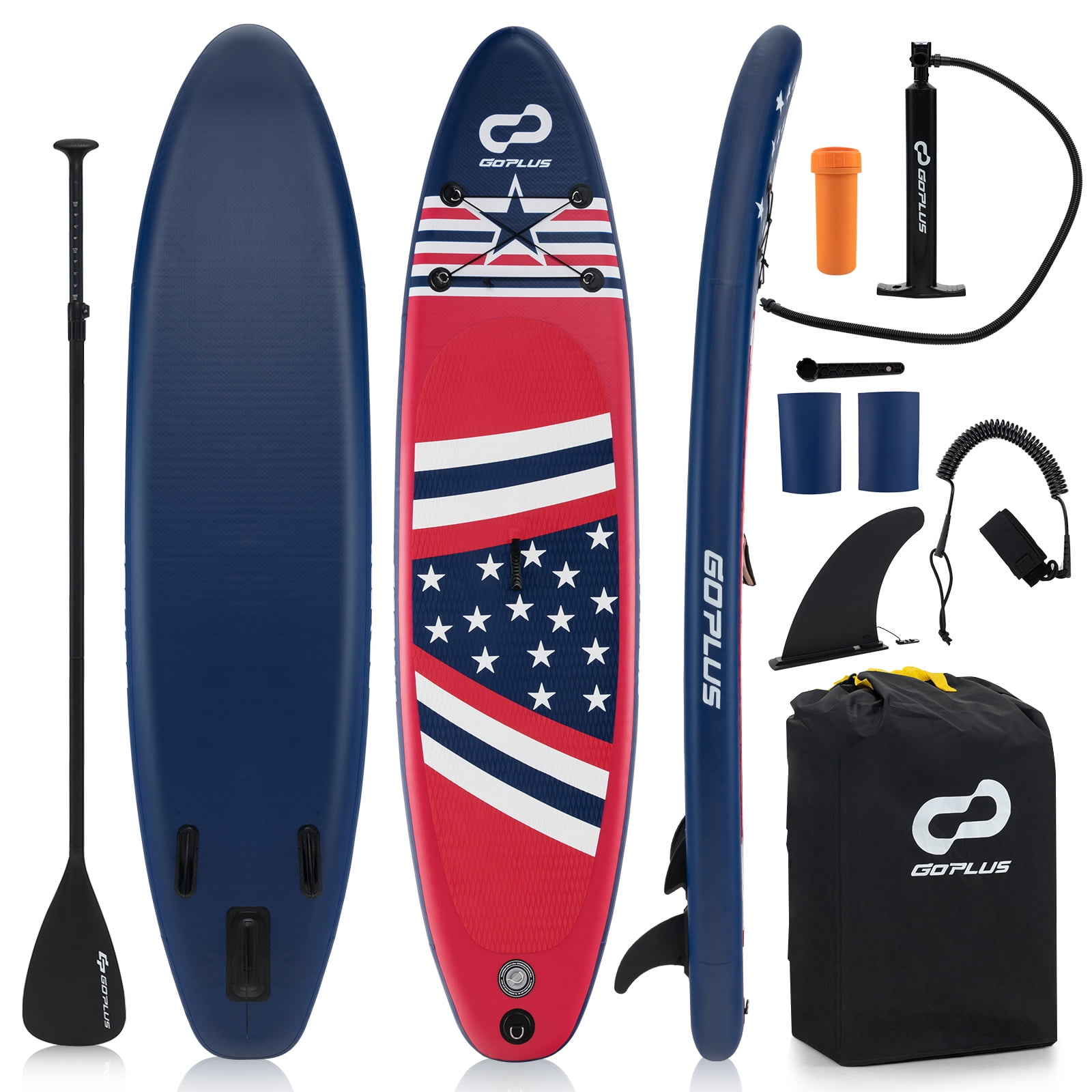 Goplus 10' Inflatable SUP Board Portable Adjustable Stand Up Paddle Board with 5 D Rings Red