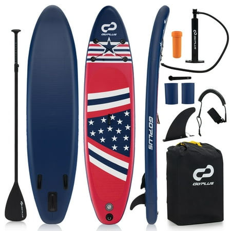 Goplus 10' Inflatable SUP Board Portable Adjustable Stand Up Paddle Board with 5 D Rings Red