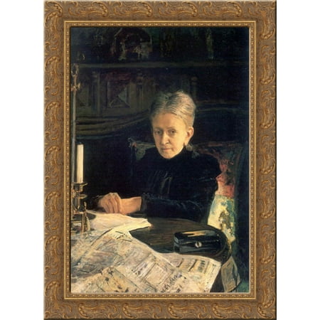 Portrait of Yelena Likhachova 24x18 Gold Ornate Wood Framed Canvas Art by Nikolai Ge