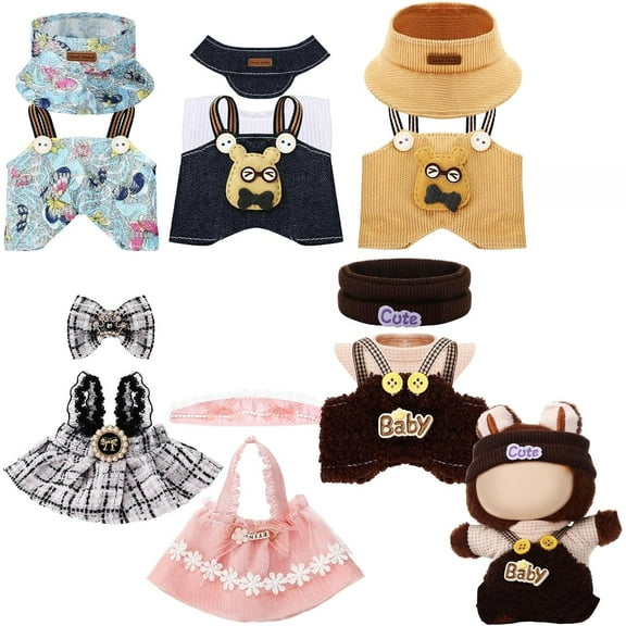 Clothes Set for 17cm Doll, 6 Pack Dolls Outfits with Accessories Ideal for Dress-up and Collectors, No Doll Included