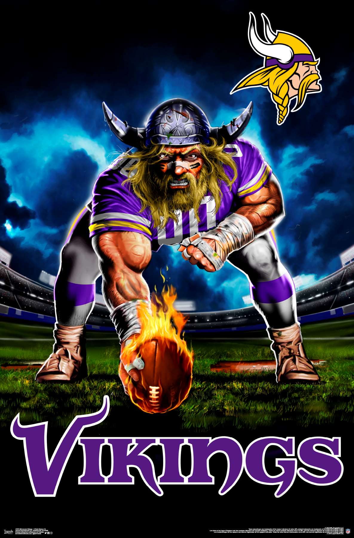 NFL Minnesota VIkings 3 Point Stance 19 Poster