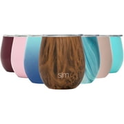Simple Modern Spirit 8oz Wine Tumbler Glass with Lid - Vacuum Insulated Stemless 18/8 Stainless Steel Wine Cup Pattern: Wood Grain