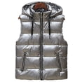 thumbnail image 1 of Men's Shiny Padded Vest Removable Hooded Outdoor Sleeveless Jacket, 1 of 4