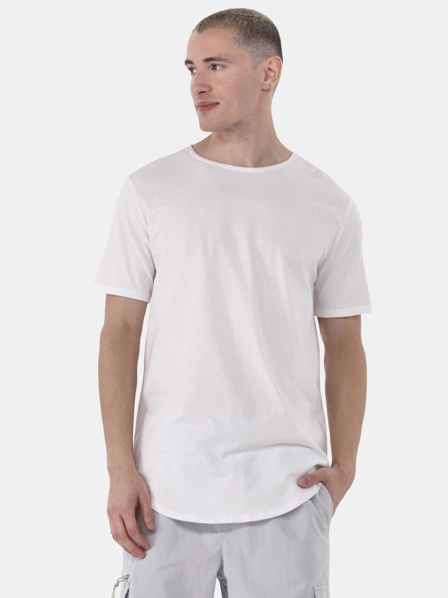 No Boundaries Men's & Big Men's Longline Curved Hem Elongated Tee Shirt, 2-Pack, Sizes XS-5XL