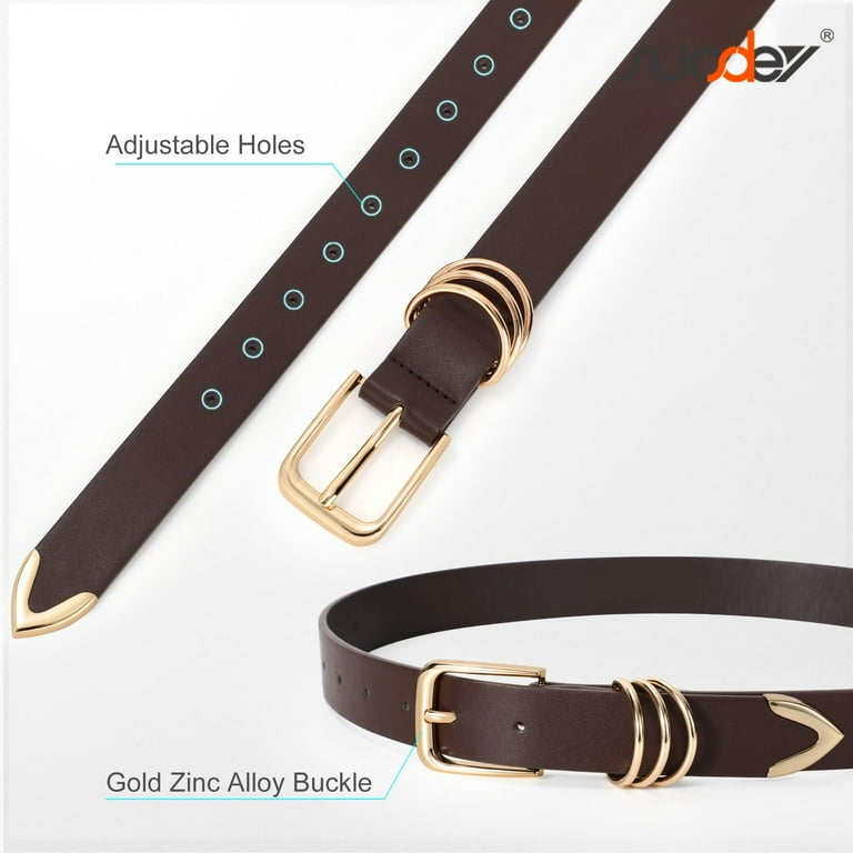 Suosdey 3-Pack Women's Leather Belts with Gold Buckle photo 5
