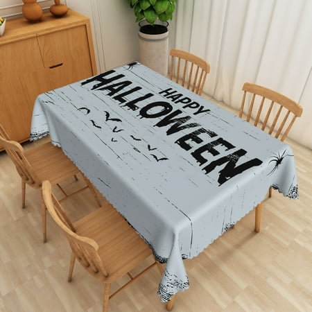 

Mizhona Happy Halloween Tablecloths for Rectangle Tables Black Grey Table Cloths for Party Decor 60 × 84