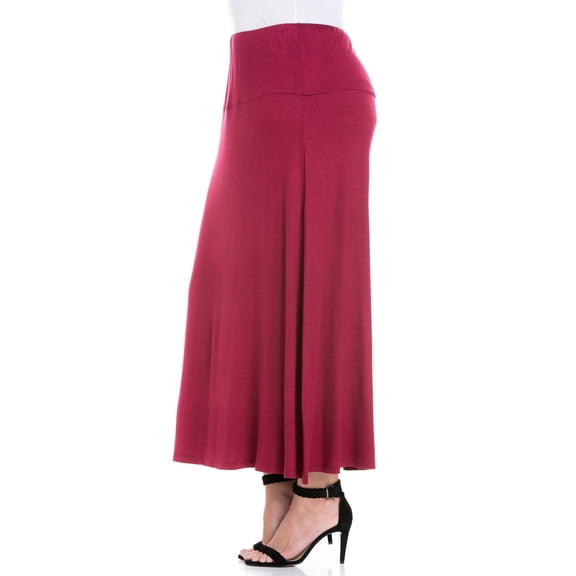 Plus Size Elastic Waist A Line Maxi Skirt