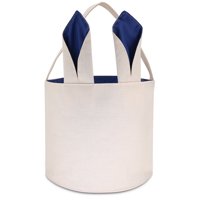 Cylinder Bunny Ear Easter Basket, Dual Layer Canvas Bag With Bunny Design for Easter Egg Hunt Basket Carrying Eggs Gifts for Kids Holding Toys Books School Project Lunch Box-Cylinder Bag- Dark Blue
