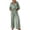 *Green, variant on Women Striped Lapel Button 3/4 Sleeve Shirt and Drawstring Wide Leg Pants 2 Piece Outfit Set ,Casual Loose Vacation Suit Khaki,Women's Plus XXXL