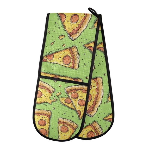 Dailycode Double Sided Oven Mitt with Loop Heat Resistant Kitchen Long Potholders 7" x 35" Pizza Doodle