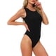 thumbnail image 4 of INSPIRAR CHIC Monos de Mujer Sin Mangas Bodysuits Brillantes Cuello Redondo Ajustados Tops de Tanga XS Negro, 4 of 6