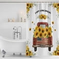 thumbnail image 3 of Sunflower Truck Shower Curtain, Waterproof Shower Curtains for Bathroom, Yellow Flowers Summer Botanical Watercolor Washable Fabric Bathtub Curtain Set Bath Decor with 12 Hooks Stall 36"x72", 3 of 8