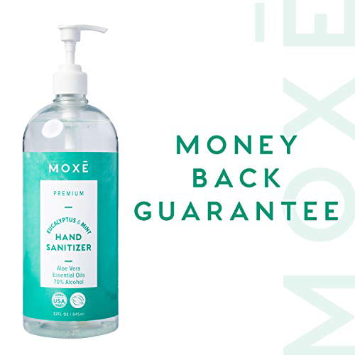 MOXE Hand Gel - Eucalyptus Mint 32 oz, 4 Pack Fights Germs and 