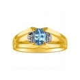 thumbnail image 1 of RYLOS Mens Rings Yellow Gold Plated Silver Classic Design 7X5MM Oval Gemstone &  Diamond Ring Blue Topaz December Birthstone Ring Size 10, 1 of 6