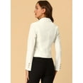 thumbnail image 5 of DARING DIVA Women's Button Front Velvet Blazer Lapel Crop Suit Jacket 3XL Beige, 5 of 6