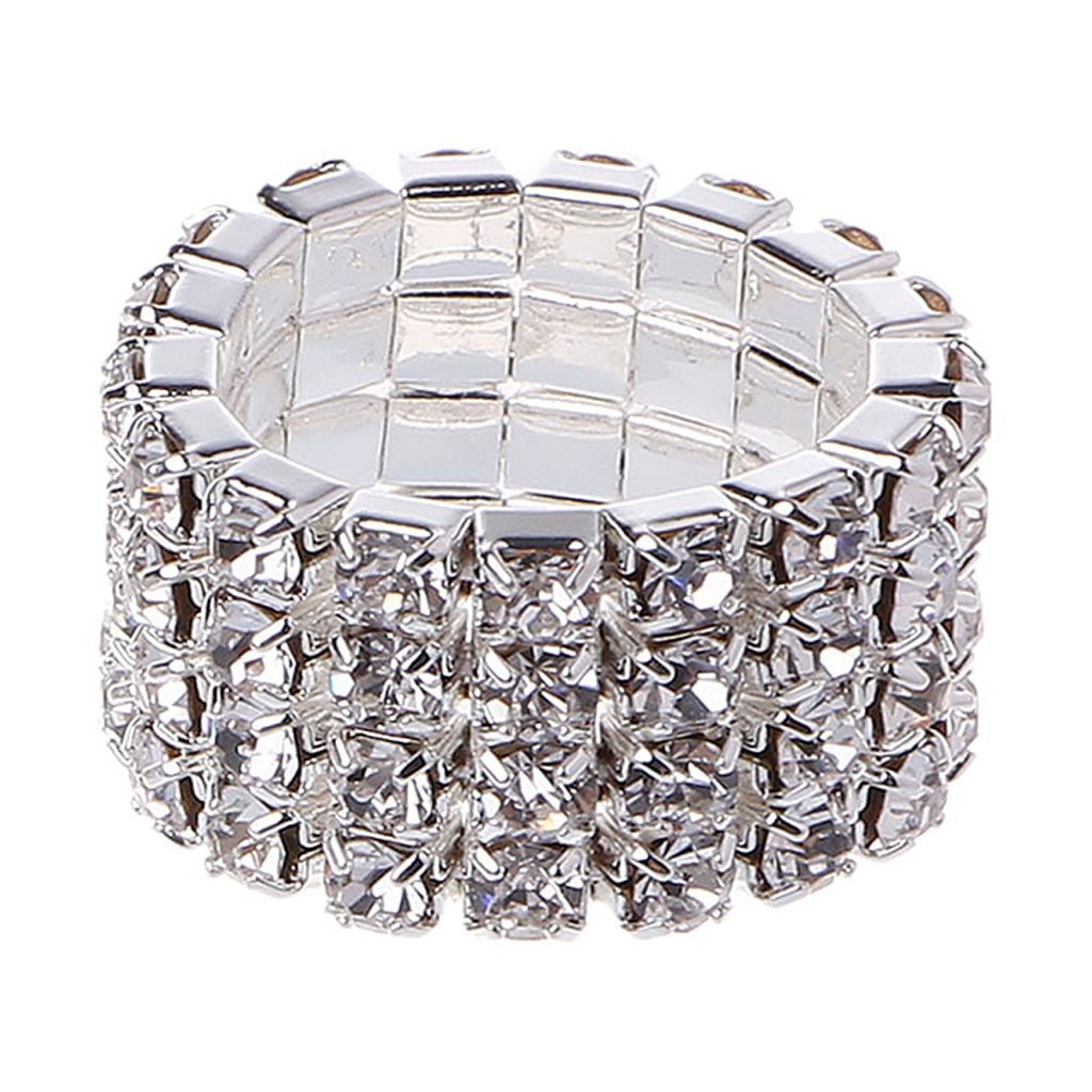 Crystal Inlaid Finger Rings Elastic Stretch Jewelry Decor Promise Friendship Engagement for Women