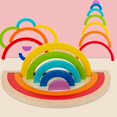 thumbnail image 1 of 7x niñas niños madera Arco Iris apilamiento bloques de construcción creativos juego de ladrillos rompecabezas Juguetes LingWen 9024715766601, 1 of 1