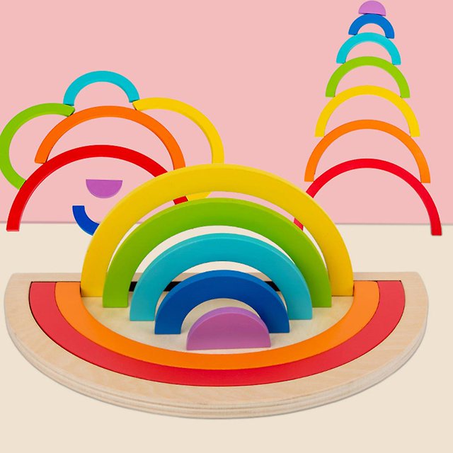 7x niñas niños madera Arco Iris apilamiento bloques de construcción creativos juego de ladrillos rompecabezas Juguetes LingWen 9024715766601