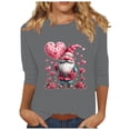 thumbnail image 1 of Staron Liquidation T-Shirts de la Saint-Valentin pour Femmes Manches 3/4 Col Rond Chemisiers Décontractés T-Shirts Cœur de la Saint-Valentin Cadeaux de la Saint-Valentin Hauts, 1 of 4