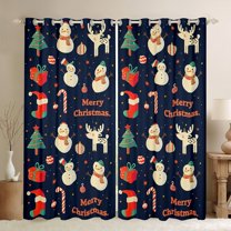 jejeloiu Merry Christmas Black Out Curtains,Xmas Tree Snow Curtains Pack of 2 (42x63 Each),Girls Gift Bedroom Curtains For Princess,Lightweight Bedroom Decorative