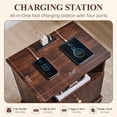 thumbnail image 5 of Aitjunz Modern Nightstand Set of 2, 23'' Tall Bedside Table w/ 2 Drawers for Storage, Wooden Mid Century End Table w/Charging Station & Open Shelf for Bedroom Living Room, 5 of 7