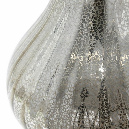 Lalia Home - Speckled Mercury Tear Drop Table Lamp with Fabric Shade - White