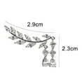 thumbnail image 6 of Grandest Birch 1 Pair Women Leaves Shape Rhinestone Inlaid Water-drop Tassels Earrings Ear Studs Jewelry for Party Rhinestone,Allo, 6 of 8