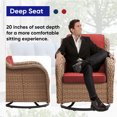 thumbnail image 4 of POCASSY Outdoor Swivel Rocking Glider Chairs Set of 2, All Weather Yellow Wicker Patio Furniture Set with Deep Seat for Balcony, Porch and Backyard, Red, 4 of 10