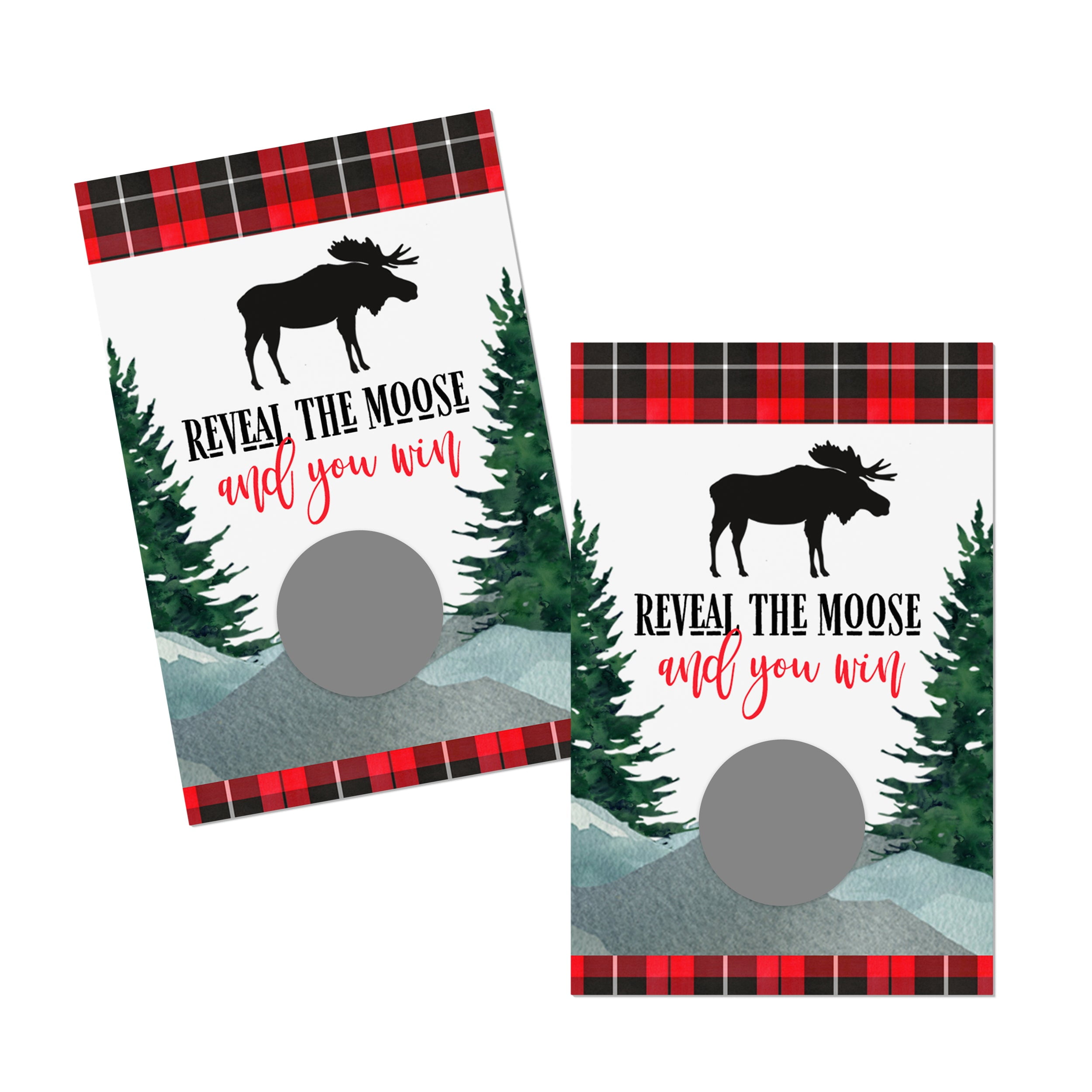 Lumberjack Scratch Off Cards 30 Pack Boys Baby Shower Games Raffle Tickets Drawings - Rustic Bear, Moose  Deer - Red and Black Favors - Paper Clever Party