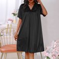 thumbnail image 2 of ibuvkizy Nightgowns for Women Clearance Casual Women's House Dress Loose Solid Color Short Sleeve Nightshirt Soft Round Neck Pajama Dress Black Free Size, 2 of 4