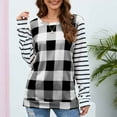 thumbnail image 1 of Puntoco Mujer Moda Casual Manga Larga Cómodo Lattice Stripe Sudadera tops Blusa Puntoco Puntoco-3792, 1 of 5