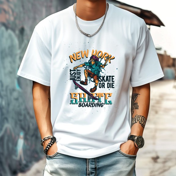 Men's T Shirt Round Neck Patterned Tee Summer New Sports Shirt Vintage Style Gift for Friends XS