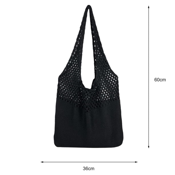 Bolsa de hombro de punto hueco retro de mujer de playa de verano (Negro) Ehuebsd Para Estrenar