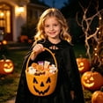 thumbnail image 5 of Halloween Candy Basket Woven Bin with Handles, Cute Candy Bowl for Outdoor Storage Home Organizer, Soft Basket to Fill, Decorative Container for Daily Use and Gift Giving, Fall Decor for Home, 5 of 5