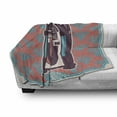 thumbnail image 3 of Jukebox Soft Flannel Fleece Throw Blanket, Floral Paisley Inspired Backdrop with Music Box Retro Party Print, Cozy Plush for Indoor and Outdoor Use, 50" x 70", Dried Rose Turquoise, by Ambesonne, 3 of 6