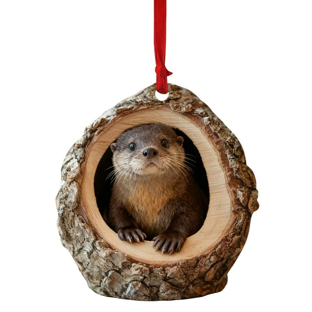 CaiYueKe Christmas Animal Ornaments, Acrylic Tree Hole Pendant, Hanging Decor for Christmas Tree and Car Mirror, Festive Holiday Party Gift with Animal Figures for Home Decorations