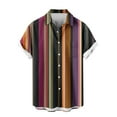 thumbnail image 5 of Wyobmus Mens Summer Striped Shirts Front Button Down Short Sleeve Casual Beach Hawaiian Shirts with Pocket S-5X O-Purple, 5 of 6