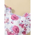 thumbnail image 5 of Liacowi Infant Baby Girl Romper Floral Print Flying Sleeves Lace Panel Snap Bottom Summer Breathable Jumpsuit Summer Outfit, 5 of 9