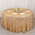 thumbnail image 3 of Efavormart 120" Gold Wave Embroidered Seamless Sequin Round Tablecloth, 3 of 5