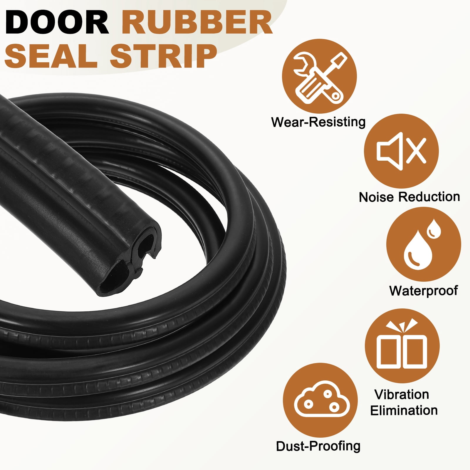 Door Weather Stripping 6.5FT, 14mm W x 11mm H EPDM Car Door Rubber Edge Trim Seal Strip Gasket with Side Bulb Fit 0.5mm to 3mm Edge for Electrical Cabinet Car Boat RV Truck, Black