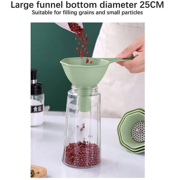Ckraxd Four In One Multifunctional Funnel Set - Plastic, Oil Leakage, Filter, Detachable Mesh, Easy Clean, Food Grade, Kitchen Use