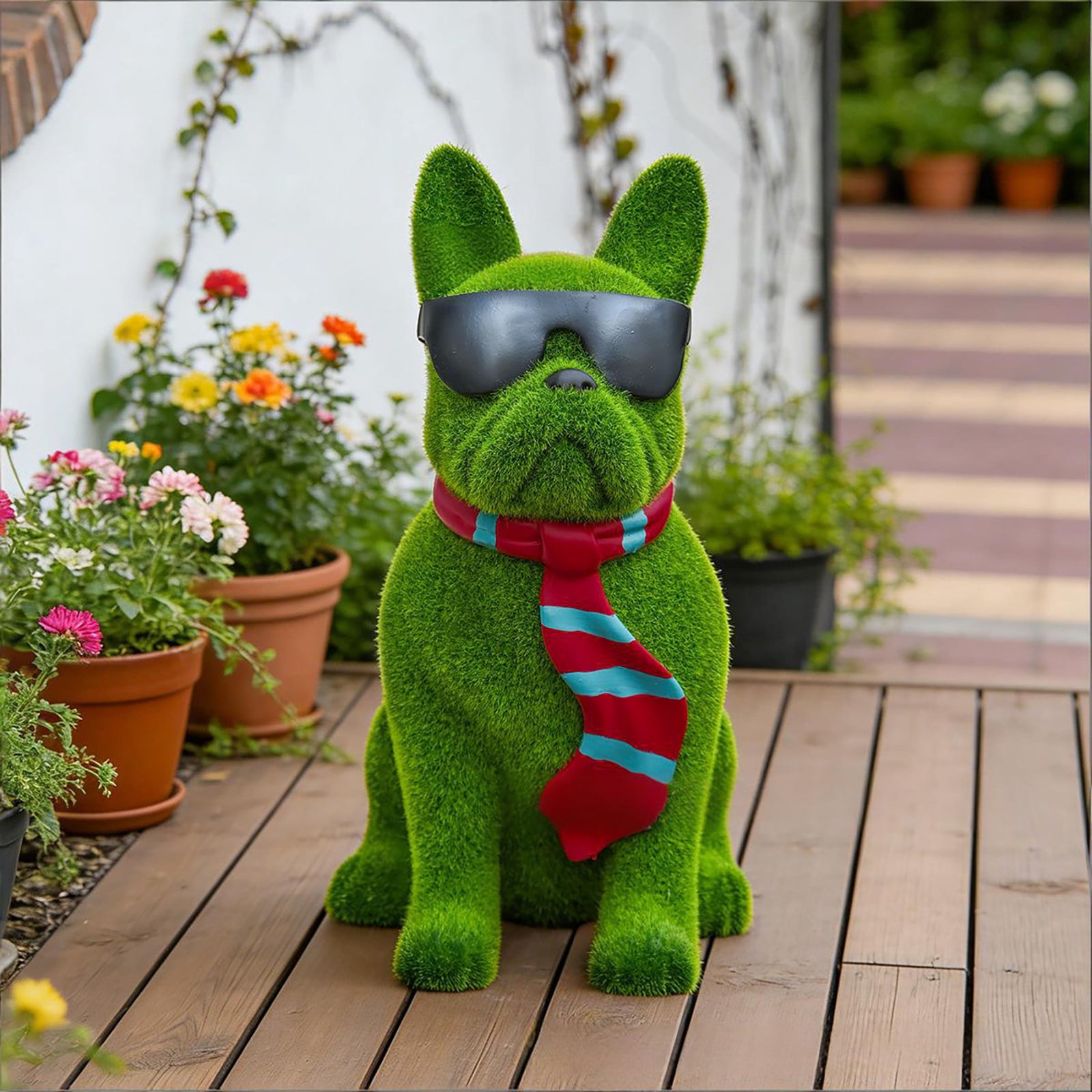 Resin Dog Garden Statue, Cute Green Decor Figurine, Ideal Gift for Outdoor Yard Art Patio Home Garden Displays
